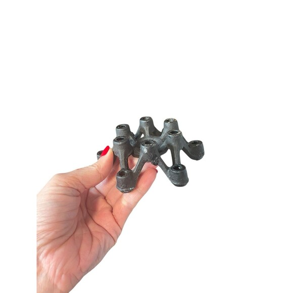 Vtg cast iron candle holder Spider Starburst Japan MCM for Taper Candles - Picture 4 of 11